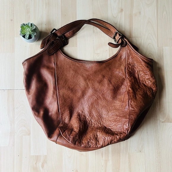 Bolsa Nova Leather Hobo Cognac Pebbled Purse - Picture 3 of 6